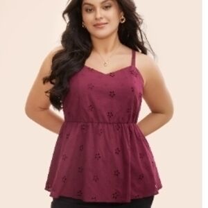 BloomChic Wine Eyelet Peplum Camisole 26